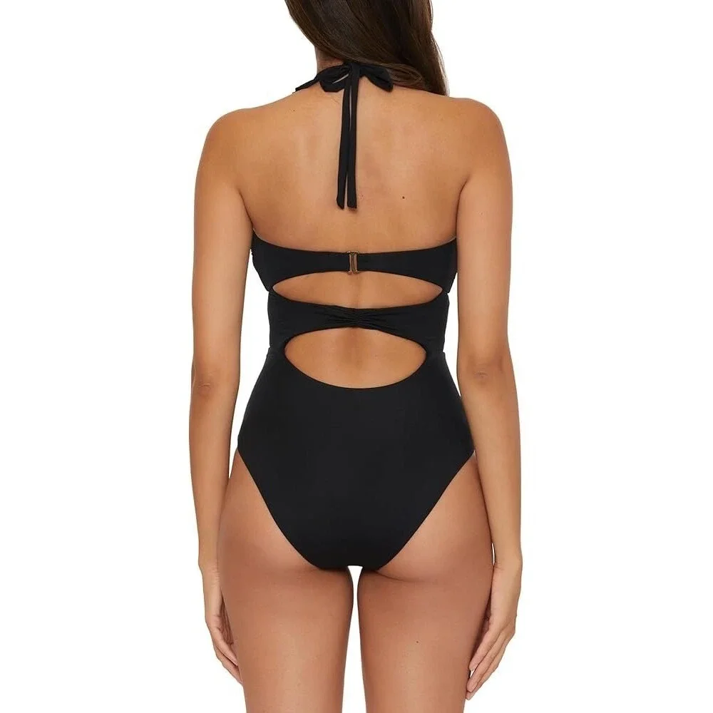 Soluna Buckle‎ Up One Piece Bandeau Swimsuit Black Women's Size XL
